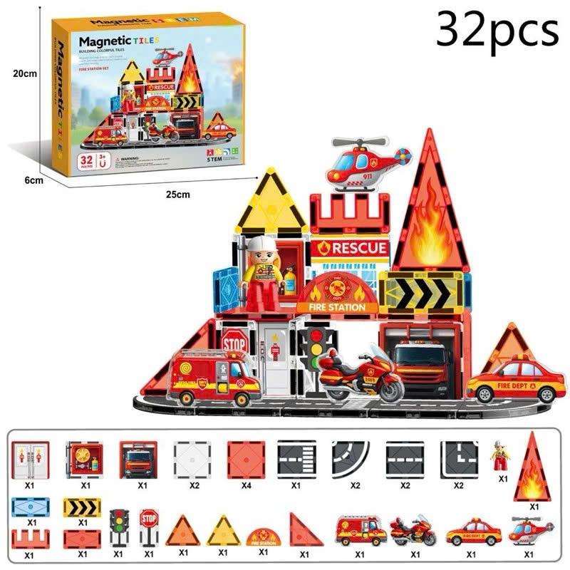 Đồ chơi xếp hình nam châm cầu vồng magnetic Tiles thông minh theo chủ đề, bộ đồ chơi giáo dục lắp ghép cho bé