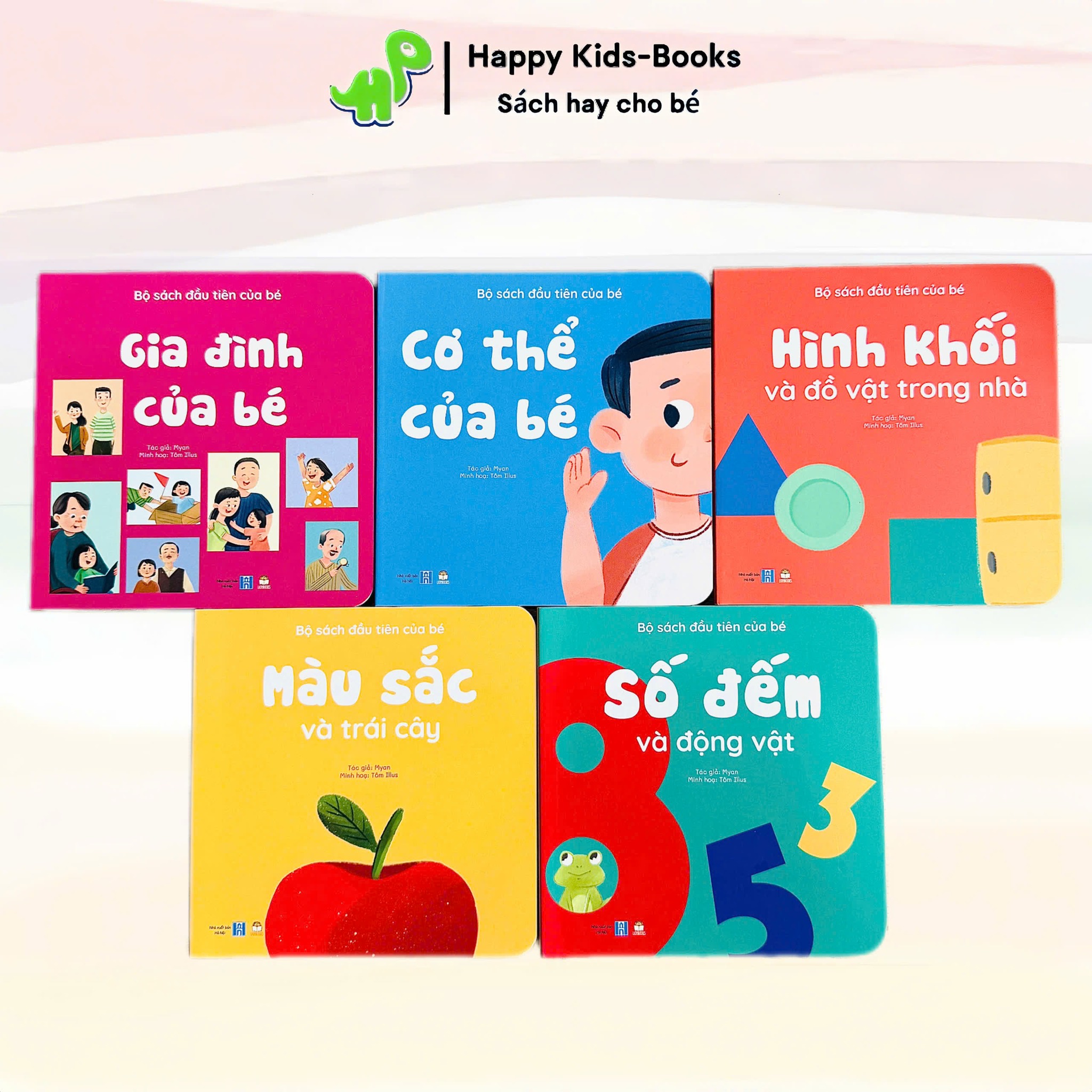 Sách - Bộ sách đầu tiên của bé 5 cuốn bồi cứng - Sách thơ cho bé sơ sinh, 0-6 tháng, 1 tuổi, em bé tập nói phát triển vốn từ  - Lionbooks