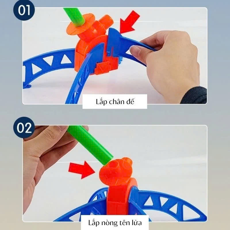 Đồ chơi bệ phóng tên lửa có đèn, đạp bằng chân, cho bé vận động trong nhà và ngoài trời
