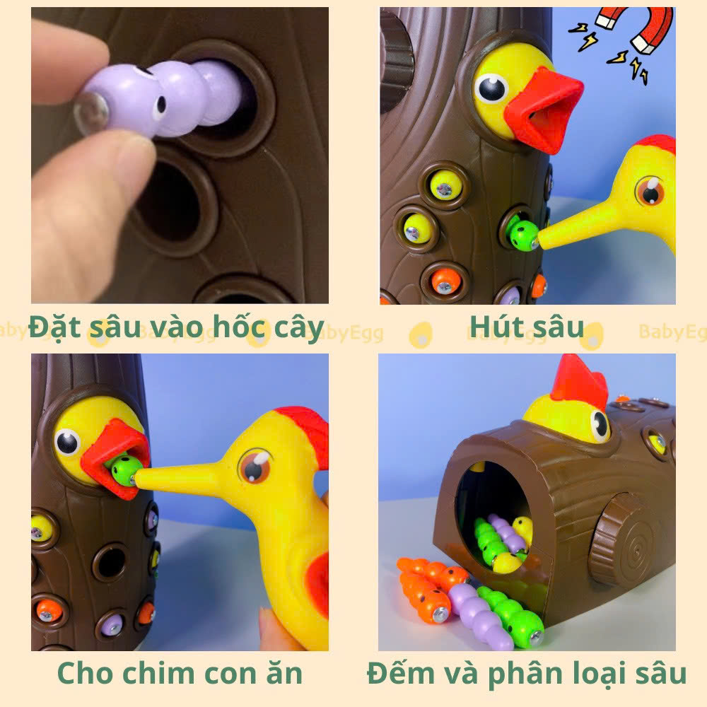 Bộ Đồ Chơi Nam Châm Chim Gõ Kiến Bắt Sâu Giáo Dục Vận Động - Unisex 2 Tuổi Trở Lên