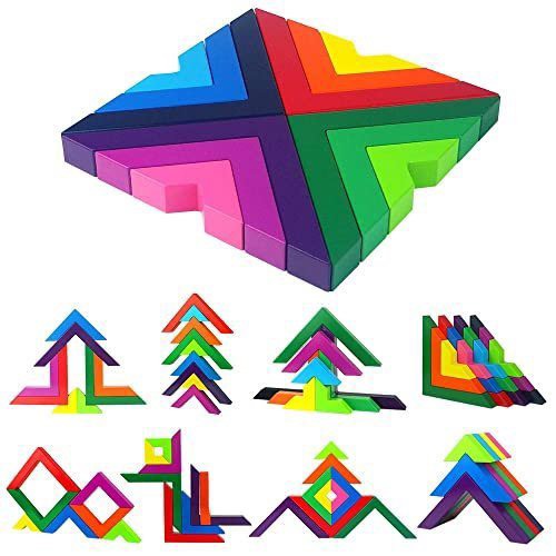 Bộ xếp hình cầu vồng bằng gỗ vui nhộn cho trẻ đồ chơi trẻ em Giáo cụ montessori kèm sách hướng dẫn xếp