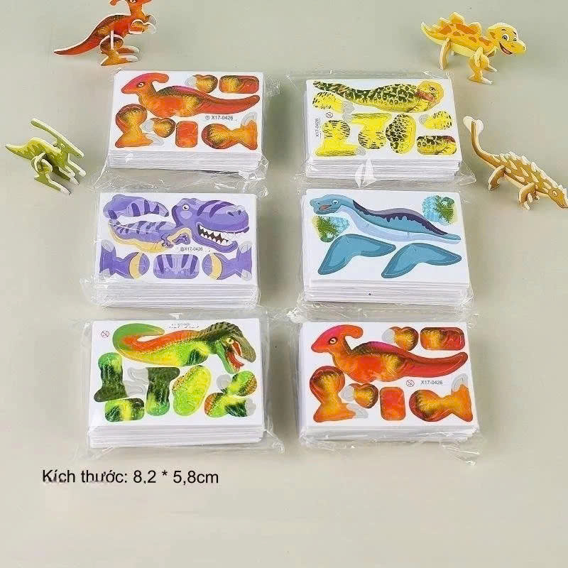 Combo 100 mô hình lắp ráp 3D mini chủ đề noel, côn trùng, máy bay, khủng long