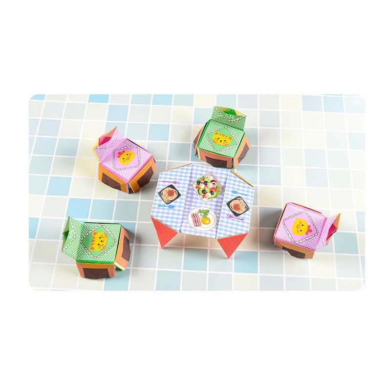 BỘ GẤP GIẤY FUN ORIGAMI có in hình đáng yêu kèm sách hướng dẫn cho bé trai bé gái