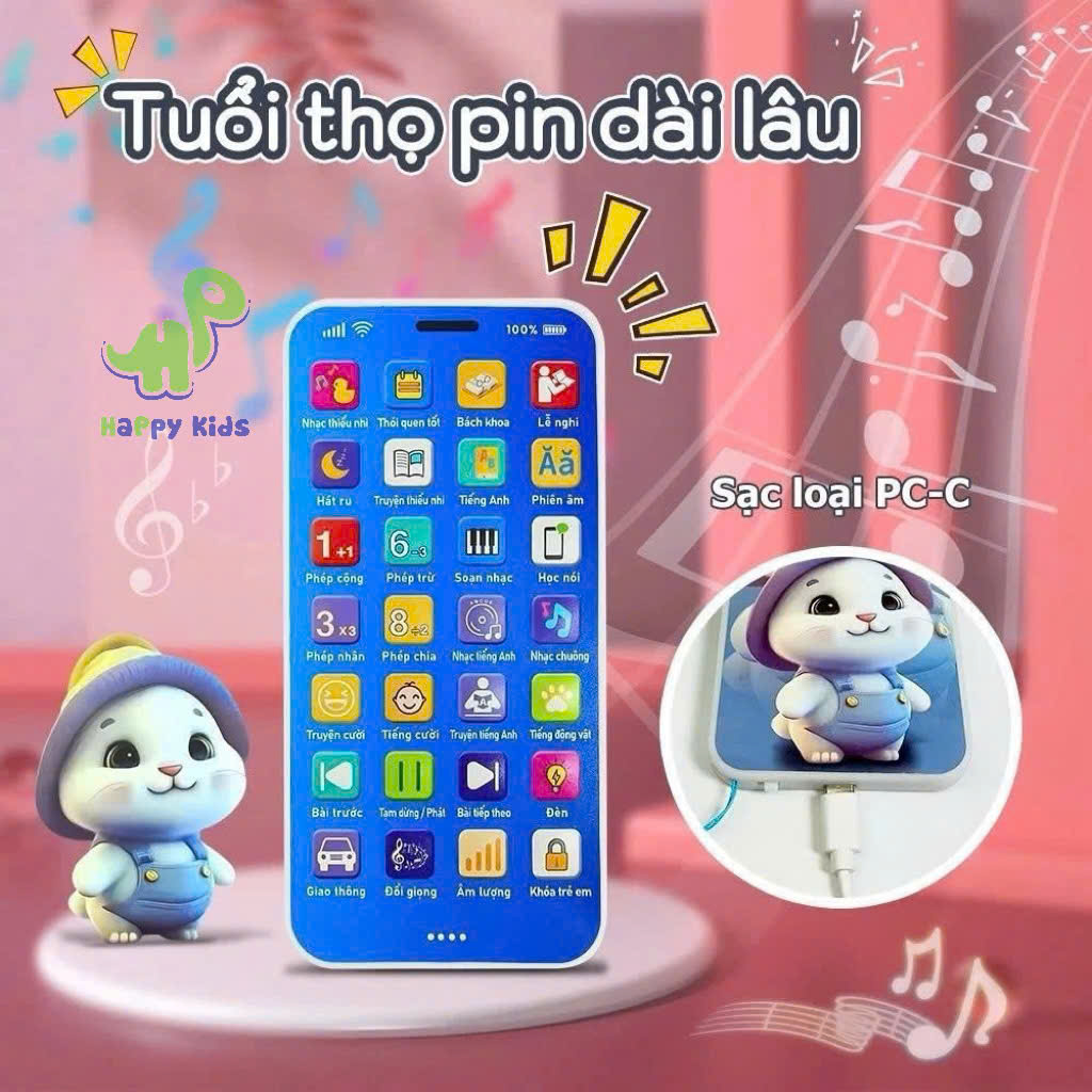 Đồ chơi hình điện thoại thông minh Tiếng Việt cho bé kèm nhạc âm thanh và kể chuyện, đồ chơi âm thanh dành cho bé