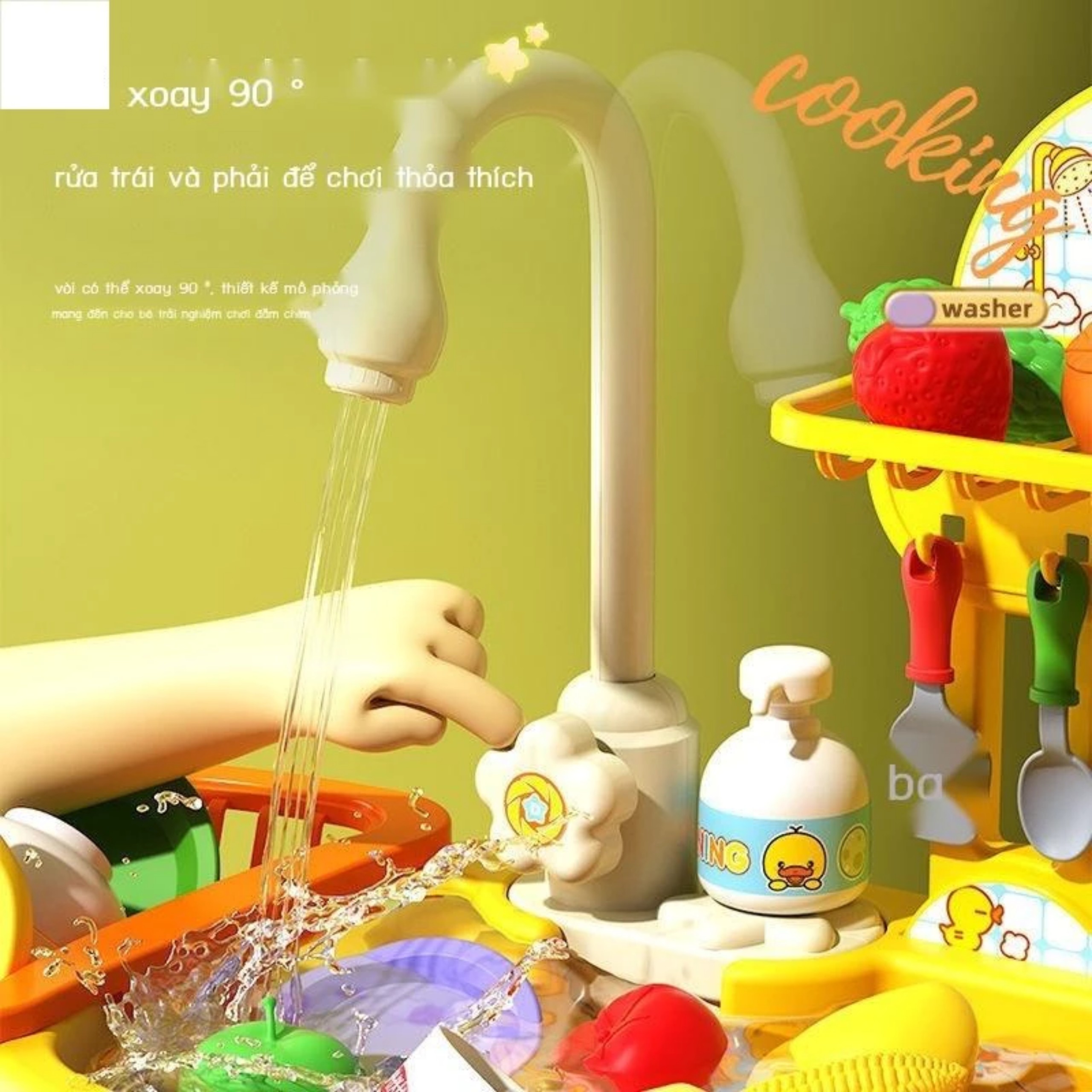 Bộ Đồ Chơi Sân Vườn Thú Vui Nhộn: Đồ Chơi Nấu Ăn Rửa Bát Rau Củ, Học Làm Việc Nhà Cho Bé 2-4 Tuổi