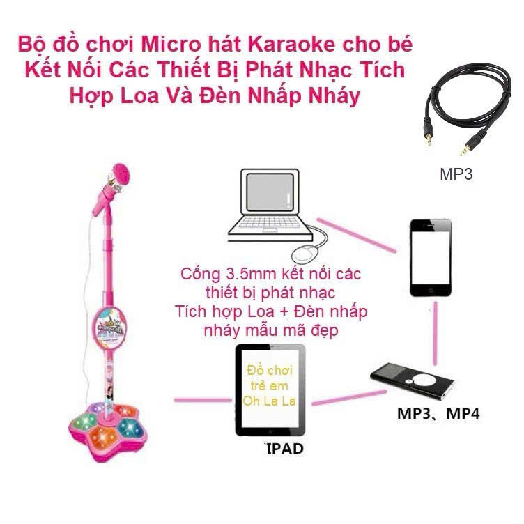 Micro Karaoke Cho Bé Có Loa Và Đèn LED, Sách Phát Hành, Phù Hợp 3 Tuổi Trở Lên