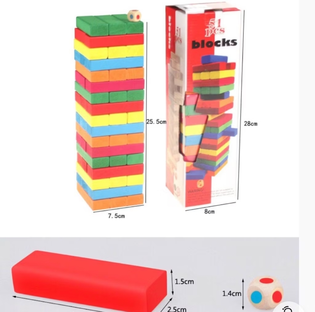 [ Loại lớn] Bộ đồ chơi rút gỗ loại lớn in hình động vật, màu sắc bắt mắt kèm xúcxắc và thanh gõ