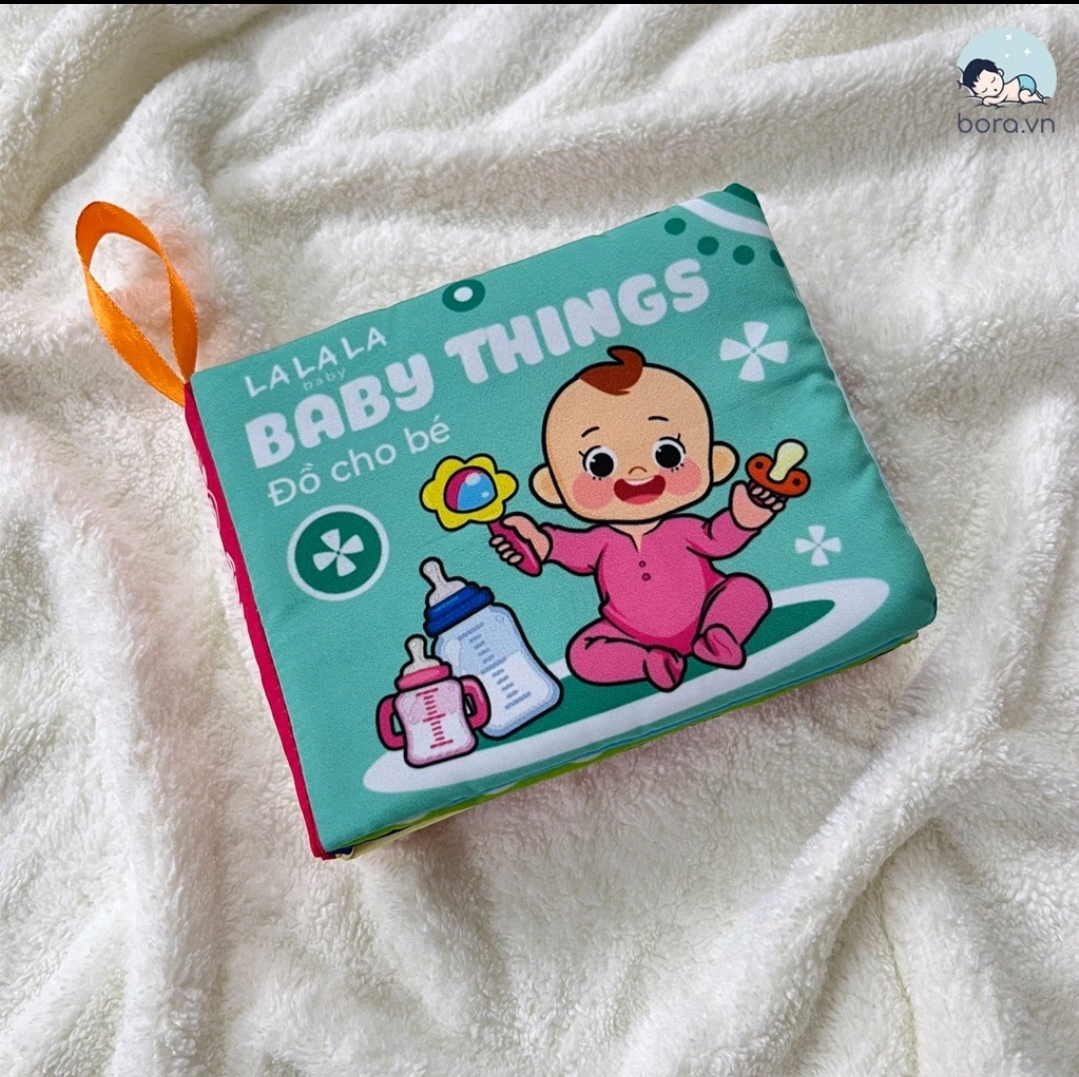 Sách vải song ngữ cho bé, vận động cơ tay, kích thích thị giác, phát triển giác quan hãng Lalala Baby