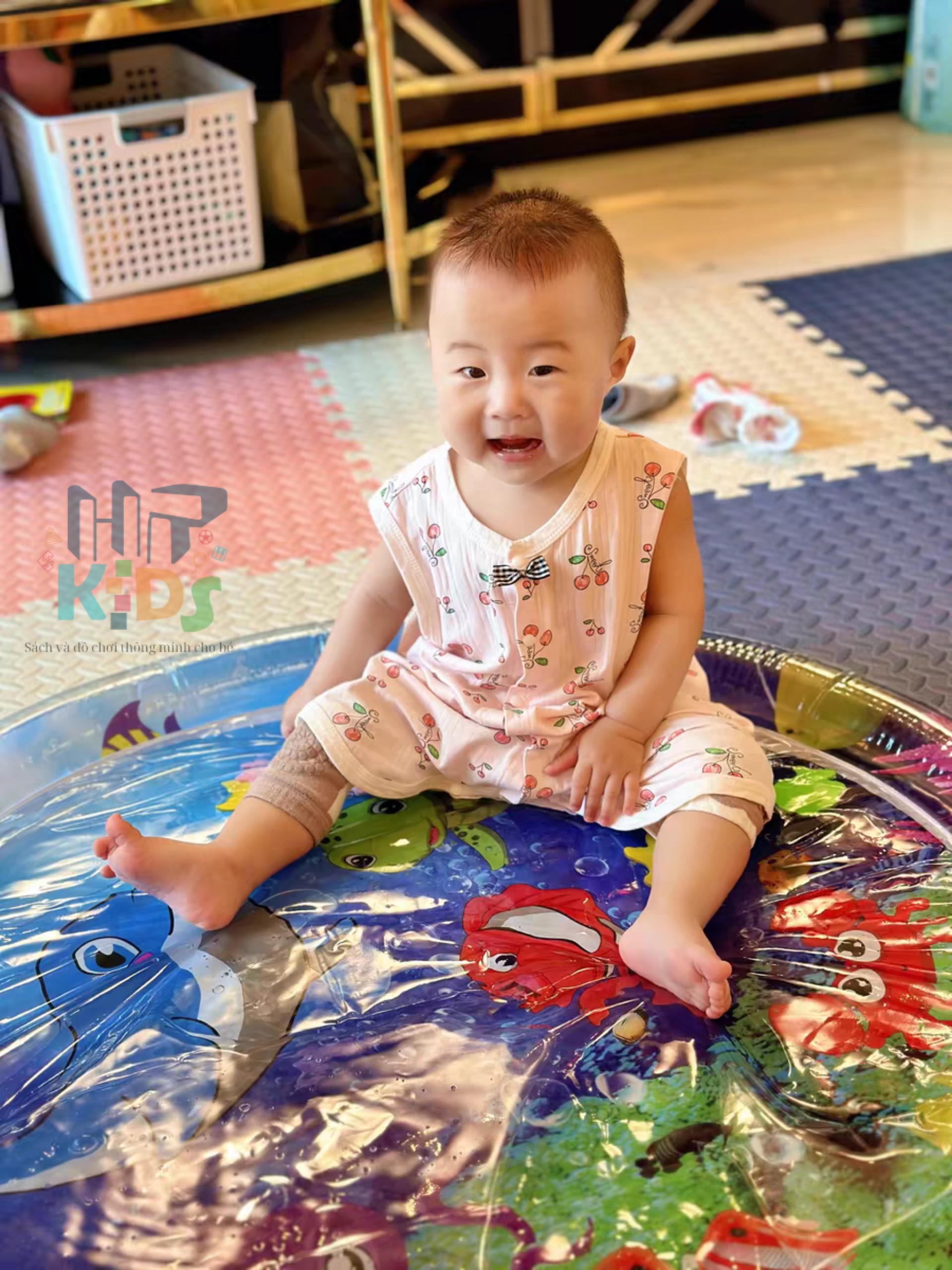 ( TẶNG KÈM ĐỒ BƠM) Đồ chơi thảm nước, nệm nước phao bơi hình cá, động vật biển cho bé không sợ ướt