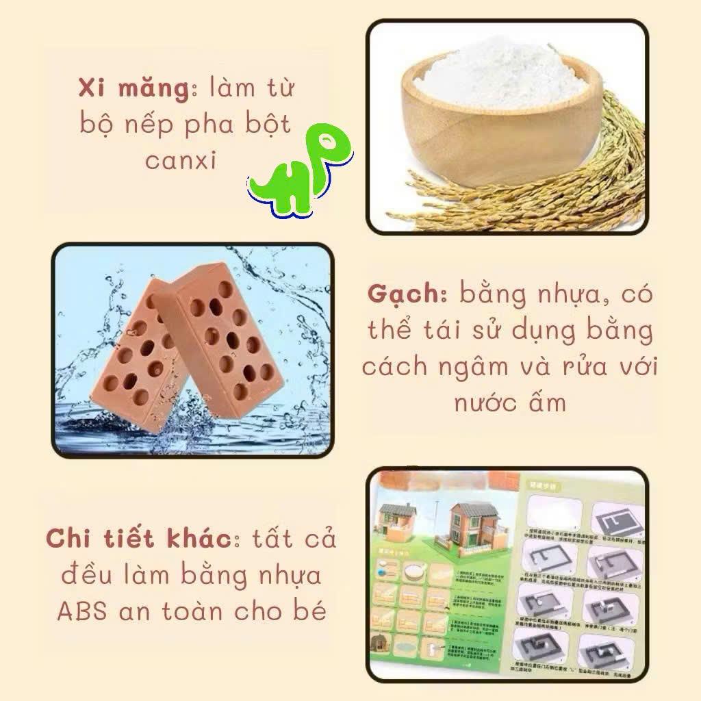 Đồ Chơi Xây Nhà Gạch Mini, Thợ Xây Tí Hon, Xây nhà bằng gạch mini, Đồ chơi giáo dục trí tuệ dành cho bé
