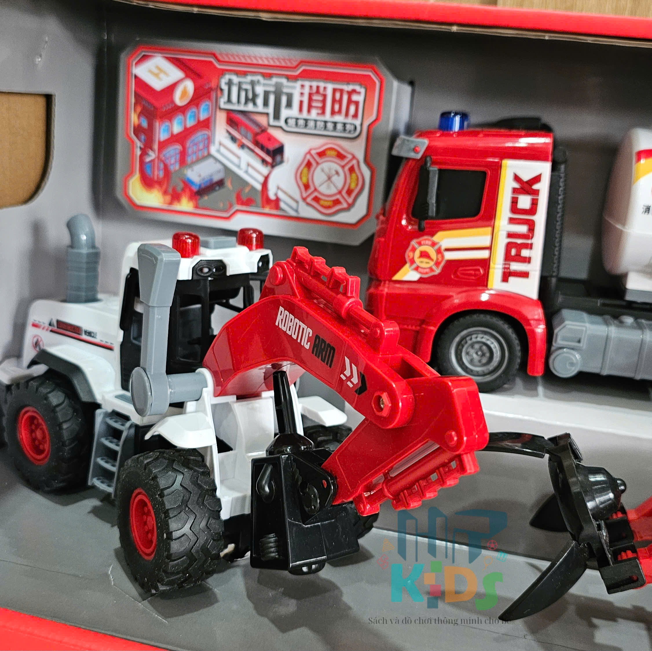Bộ Xe Cứu Hỏa & Xe Bus Giáo Dục, Đồ Chơi Mô Hình Cao Cấp Kèm Đèn và Nhạc, Phù Hợp Trẻ 3+ Tuổi