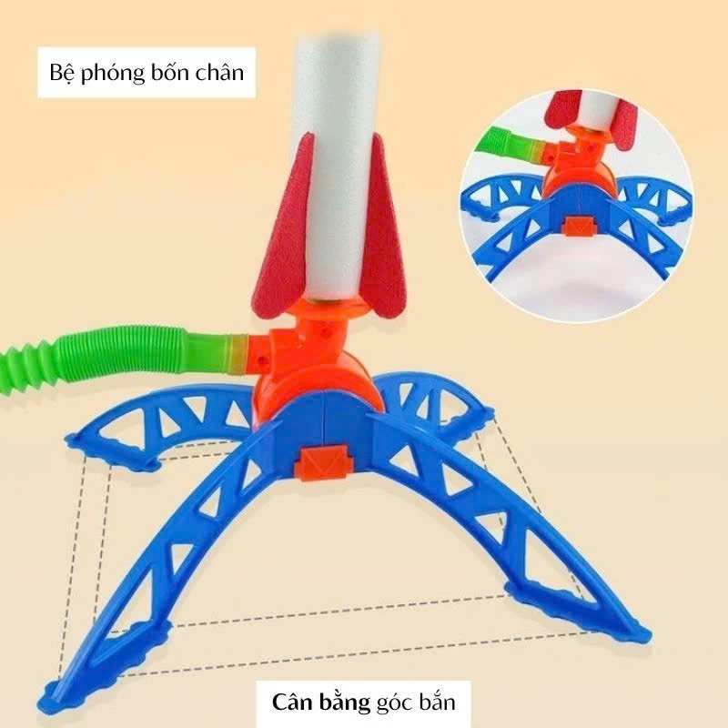 Đồ chơi bệ phóng tên lửa có đèn, đạp bằng chân, cho bé vận động trong nhà và ngoài trời