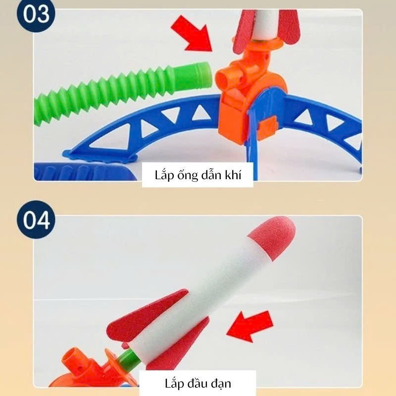 Đồ chơi bệ phóng tên lửa có đèn, đạp bằng chân, cho bé vận động trong nhà và ngoài trời