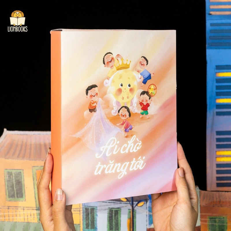 Sách thiếu nhi - Trung Thu - Ai chờ trăng tới - Hộp 2 quyển kèm đèn trung thu cho bé - LionBooks