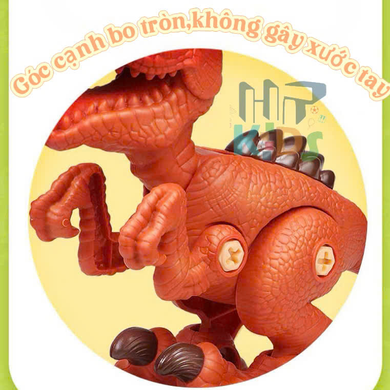 Hộp lắp ráp 4 khủng long size to,  kèm tua vít và đầy đủ dụng cụ cho bé