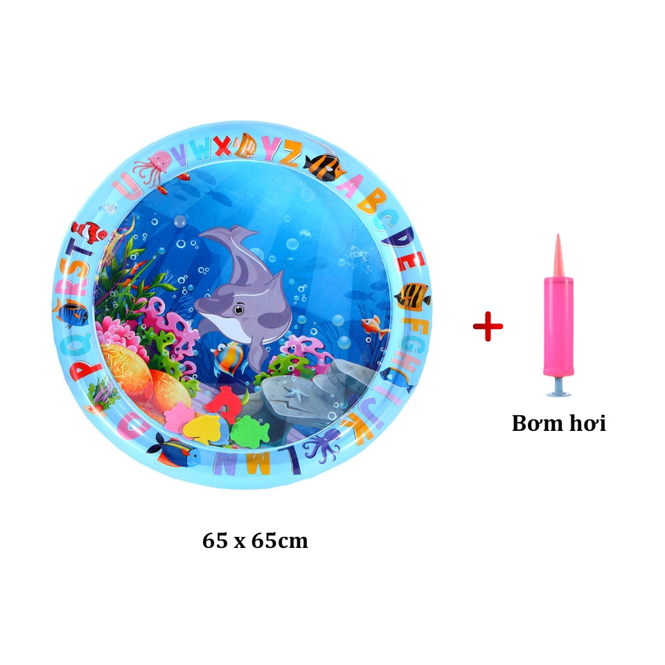 ( TẶNG KÈM ĐỒ BƠM) Đồ chơi thảm nước, nệm nước phao bơi hình cá, động vật biển cho bé không sợ ướt