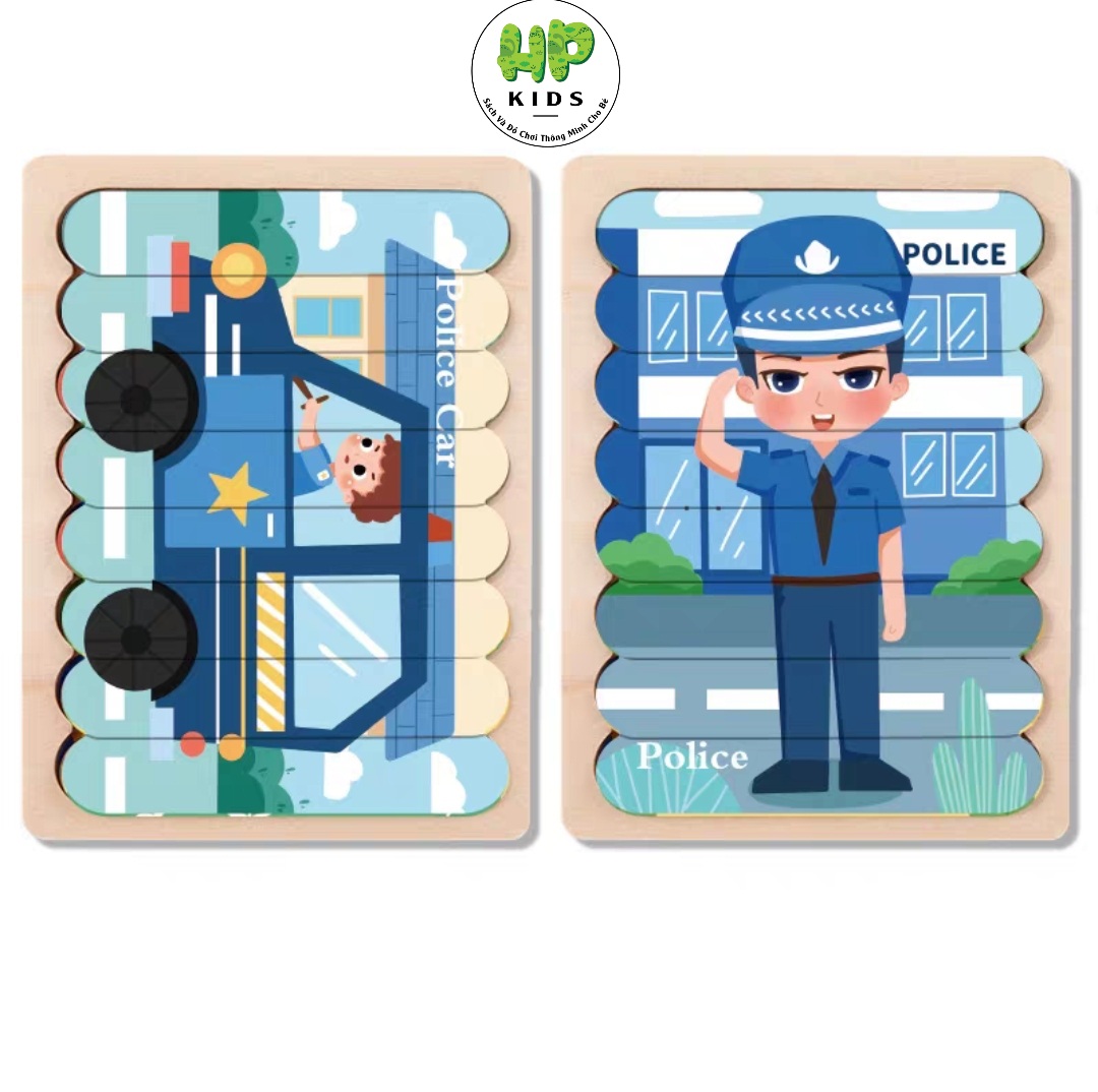 Ghép hình, xếp hình gỗ que kem 2 mặt cho bé tư duy sáng tạo, giáo dục Montessori