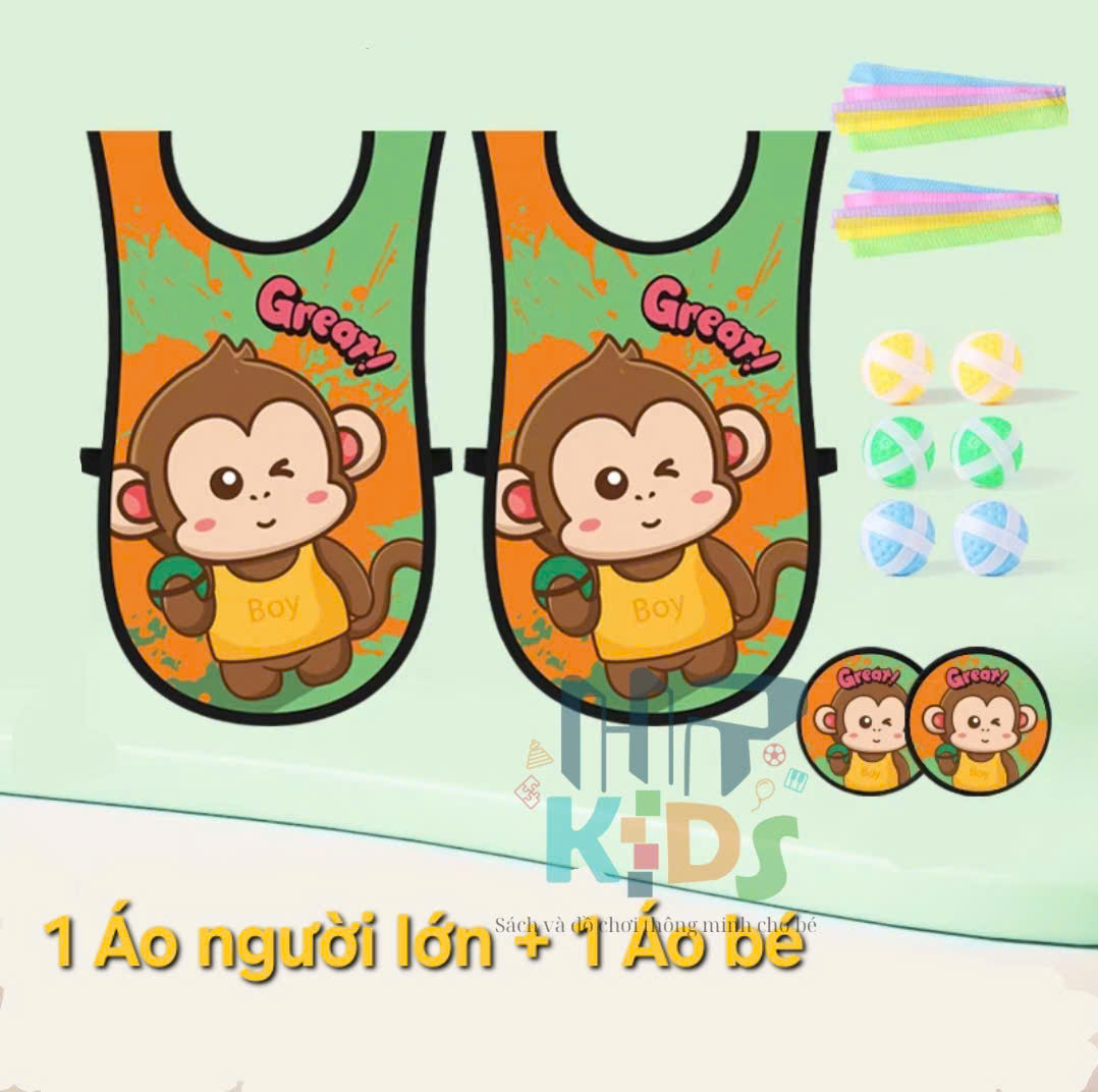 Set áo chơi trò ném bóng dính, kèm bóng và ruy băng cho bé và ba mẹ vui chơi. Đồ chơi vận động