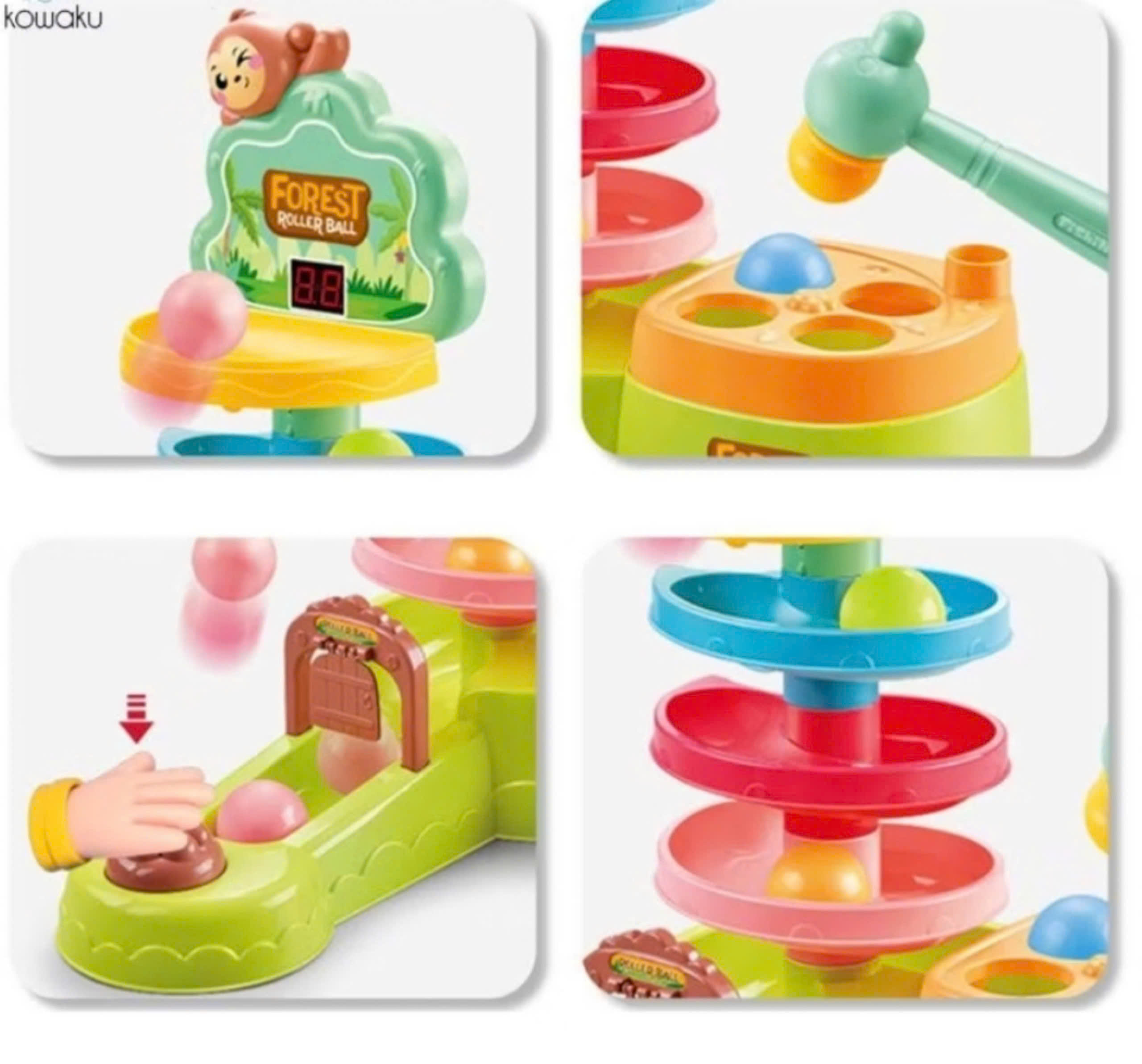 Đồ chơi bắn bóng tính điểm kết hợp cầu trượt 4 tầng và đập chuột. Đồ chơi giáo dục sớm kết hợp rèn luyện vận động tinh