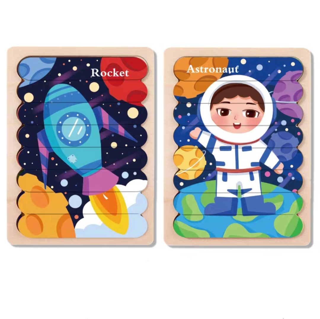 Ghép hình, xếp hình gỗ que kem 2 mặt cho bé tư duy sáng tạo, giáo dục Montessori