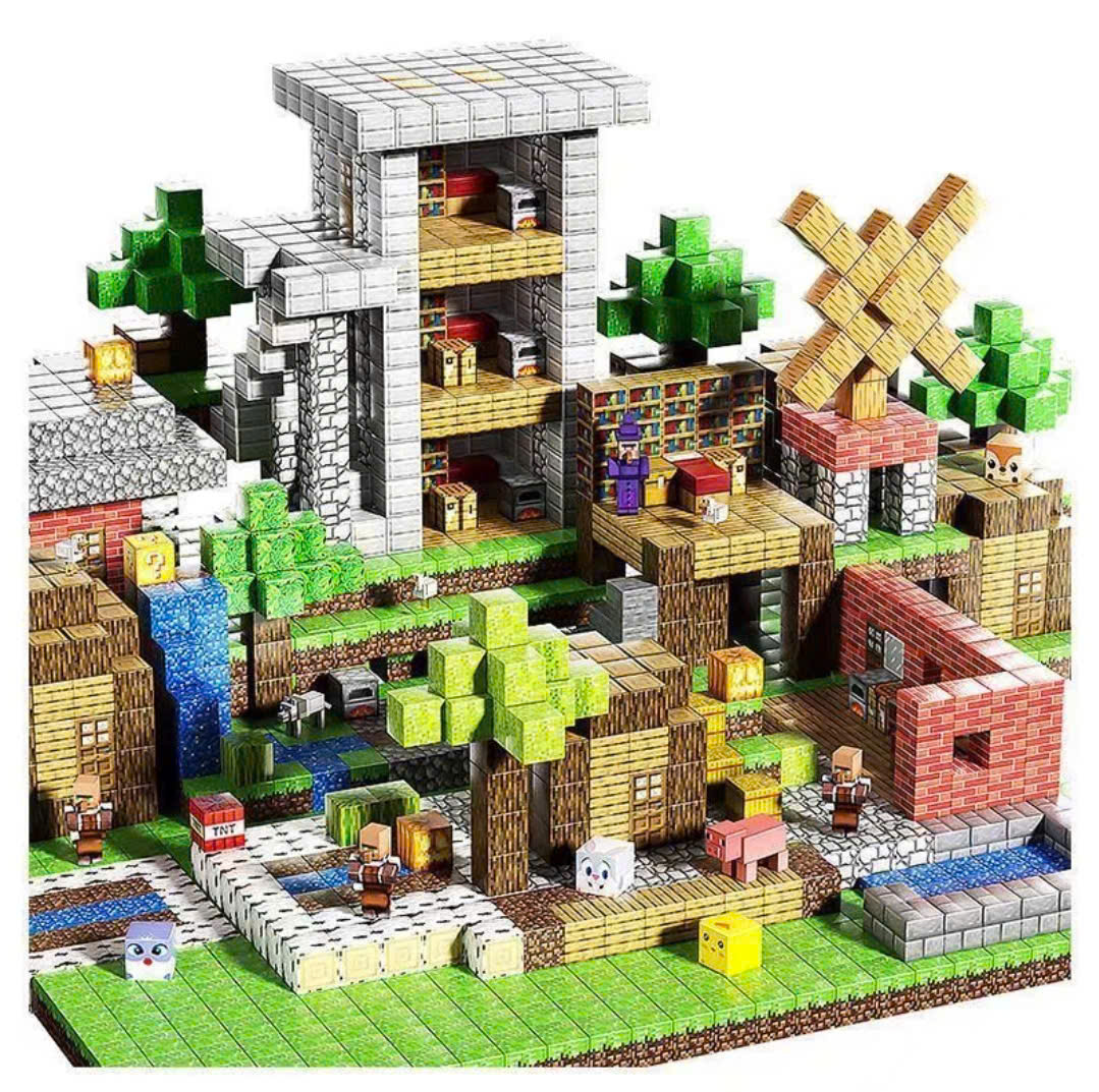 Đồ chơi khối nam châm lắp ráp , xây dưng mô hình minecraft kèm mô hình nhân vật- Qùa tặng cho bé