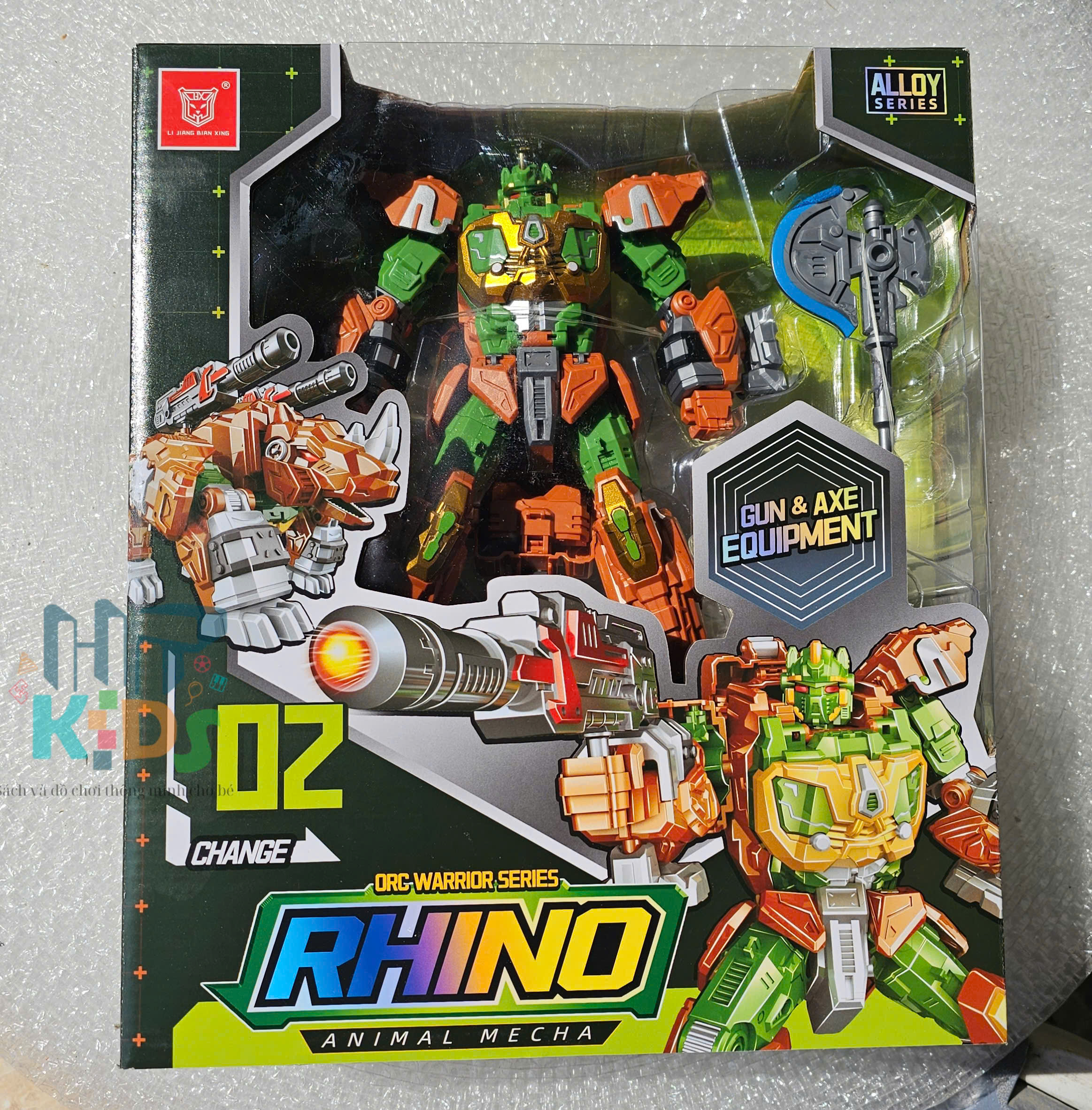 Đồ chơi Tê giác biến hình Robot cao 23cm, Qùa cho bé trai, bé gái