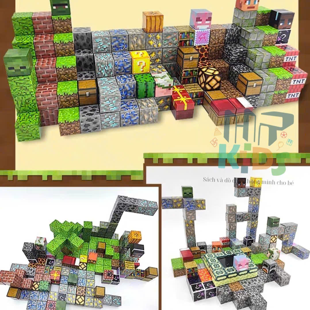 Đồ chơi khối nam châm lắp ráp , xây dưng mô hình minecraft kèm mô hình nhân vật- Qùa tặng cho bé
