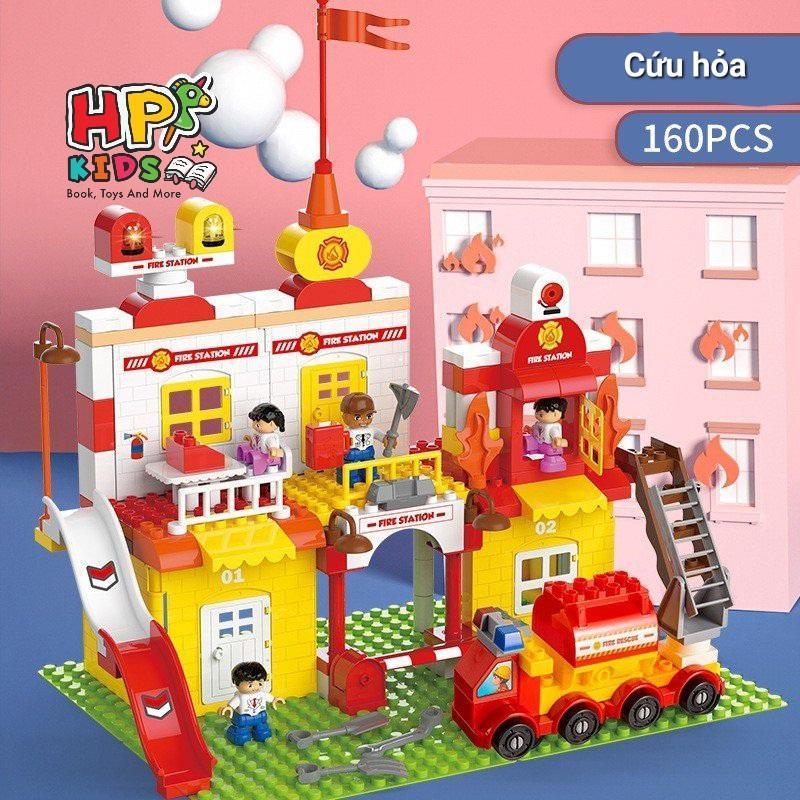Đồ chơi lắp ráp nhà gas, xe, robot, sở cảnh sát, cứu hỏa, công trình