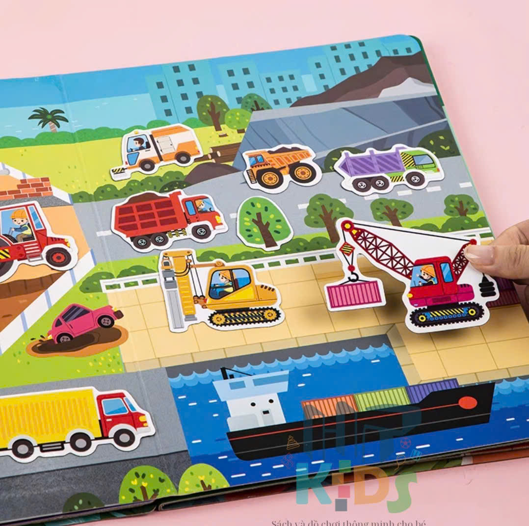 Đồ chơi tranh dán nam châm từ tính, nhiều miếng dán chủ đề công trình, đại dương, thành phố, phương tiện giao thông