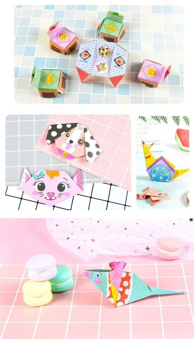 BỘ GẤP GIẤY FUN ORIGAMI có in hình đáng yêu kèm sách hướng dẫn cho bé trai bé gái