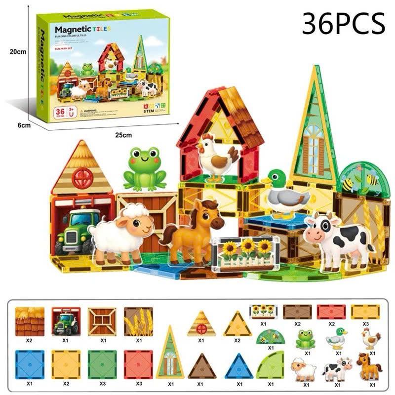Đồ chơi xếp hình nam châm cầu vồng magnetic Tiles thông minh theo chủ đề, bộ đồ chơi giáo dục lắp ghép cho bé