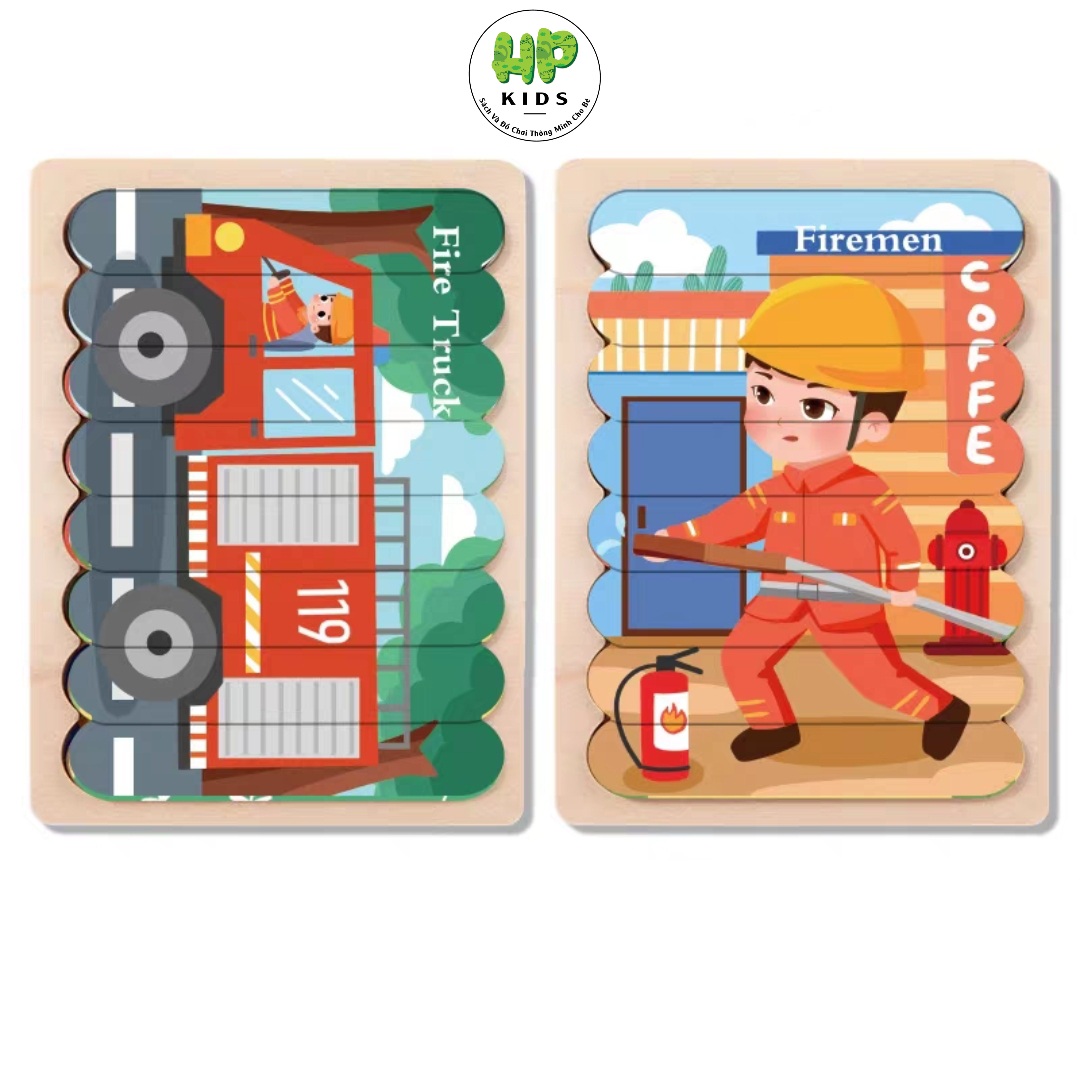 Ghép hình, xếp hình gỗ que kem 2 mặt cho bé tư duy sáng tạo, giáo dục Montessori