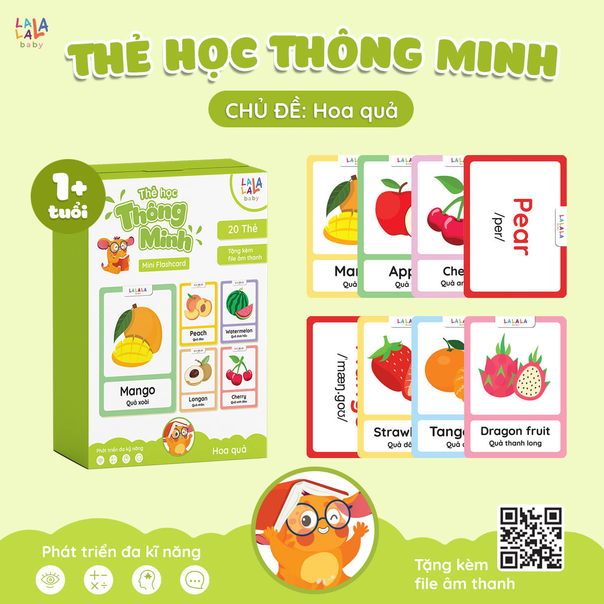 Thẻ học thông minh Mini Flashcard song ngữ Anh - Việt nhiều chủ đề Lalala baby