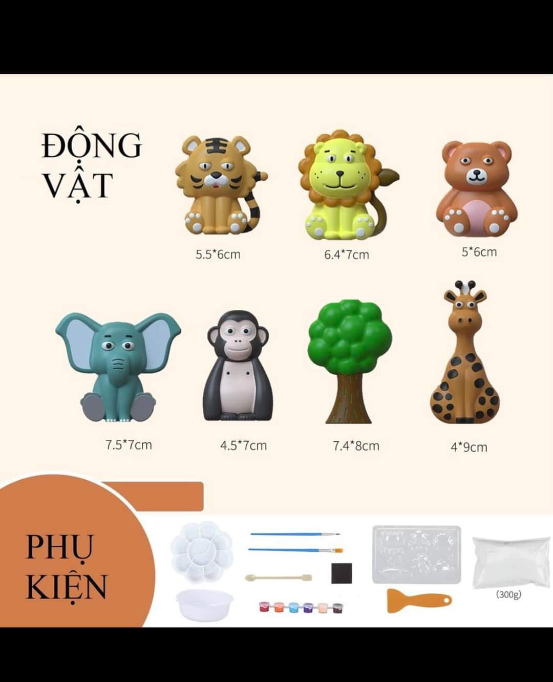 Set tự làm thạch cao tô tượng cho bé, kèm màu vẽ, khuôn, cọ v.v....