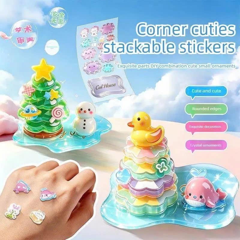 (SIZE TO) Sticker 3D Dán Dập Nổi Miếng Dán Chết Le Sáng Tạo Đồ Trang Trí Nhỏ Nhãn Dán Ba Chiều