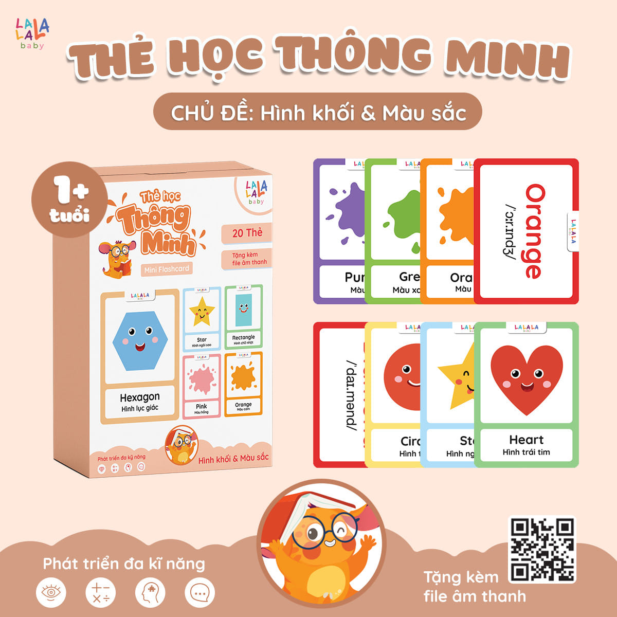 Thẻ học thông minh Mini Flashcard song ngữ Anh - Việt nhiều chủ đề Lalala baby