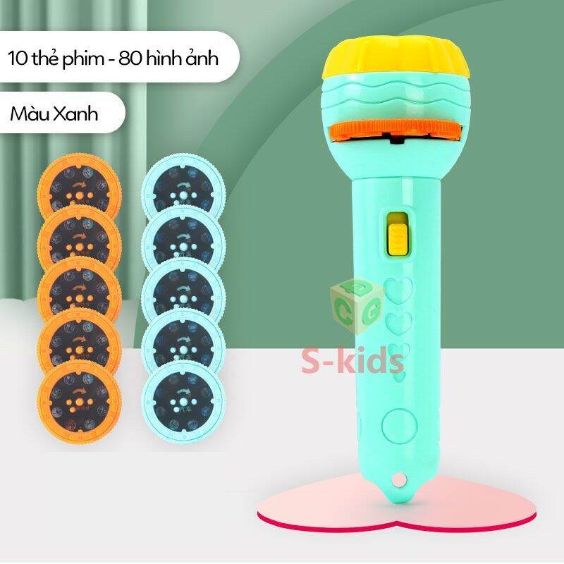 Đèn pin hình chiếu, 1 hộp 80 hình với nhiều chủ đề khác nhau dành cho bé trai và bé gái