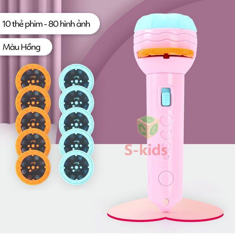 Đèn pin hình chiếu, 1 hộp 80 hình với nhiều chủ đề khác nhau dành cho bé trai và bé gái