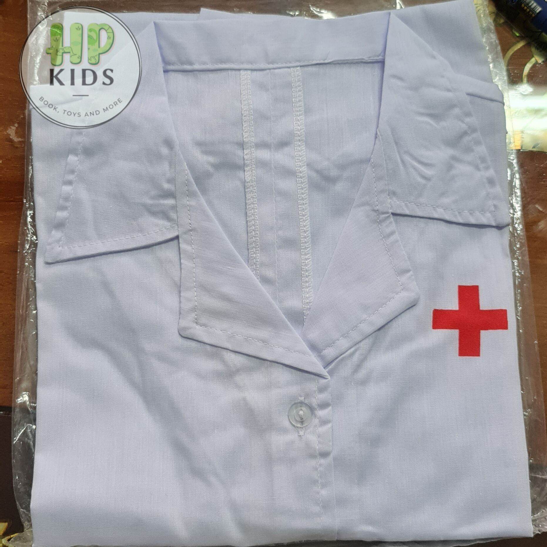 Áo Bác sĩ kèm nón cho bé Free size cho bé từ 3 đến 7 tuổi ( 14kg đến 24kg)