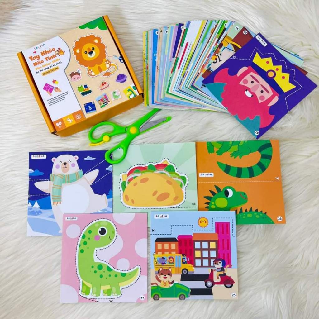 Bộ Gấp, Cắt, Tô màu Giấy Thủ Công Lalala cho bé, tay khéo não tinh