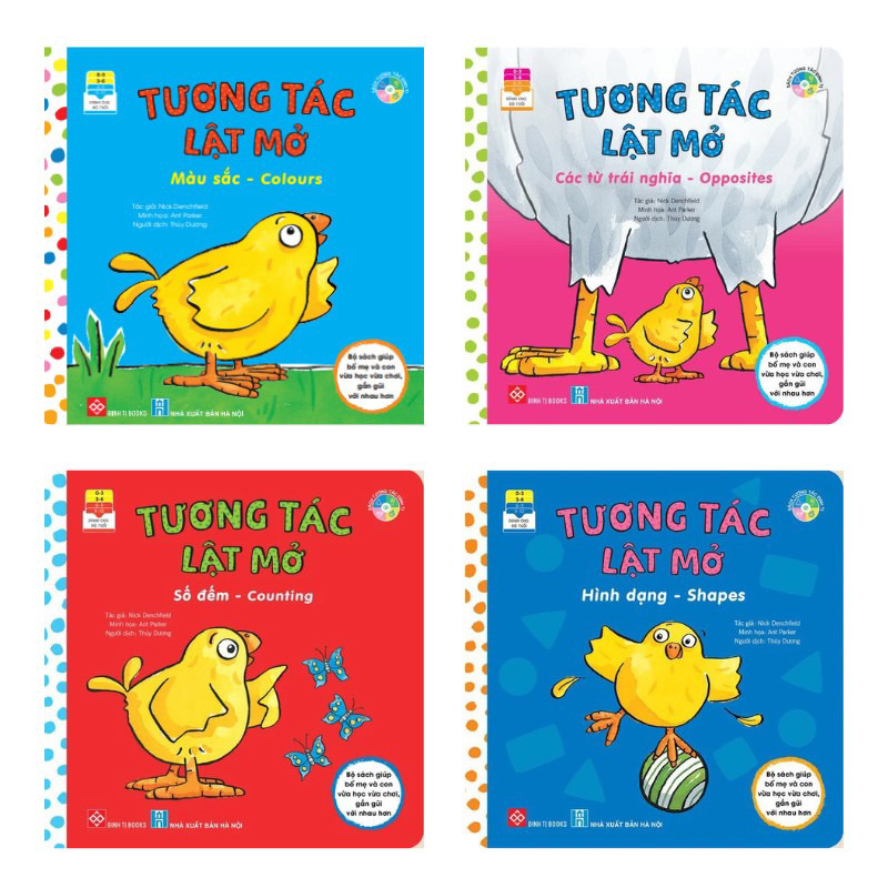 Sách thiếu nhi - Tương tác lật mở - Số đếm, màu sắc, hình dạng, từ trái nghĩa - Đinh Tị
