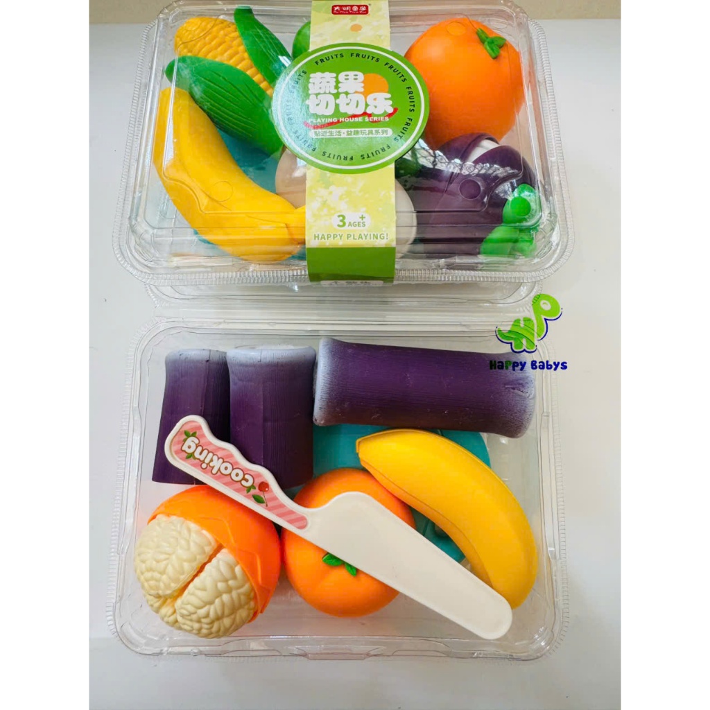 Bộ Đồ Chơi Cắt Trái Cây có khay đựng Bằng Nhựa An Toàn Cho Bé - Vừa Học Vừa Chơi Cực Vui