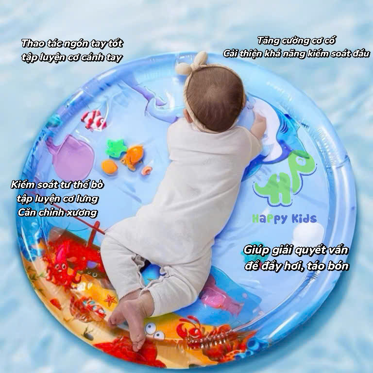 ( TẶNG KÈM ĐỒ BƠM) Đồ chơi thảm nước, nệm nước phao bơi hình cá, động vật biển cho bé không sợ ướt