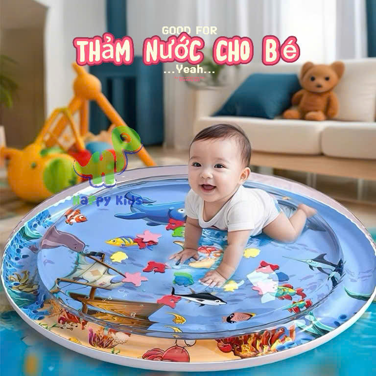 ( TẶNG KÈM ĐỒ BƠM) Đồ chơi thảm nước, nệm nước phao bơi hình cá, động vật biển cho bé không sợ ướt