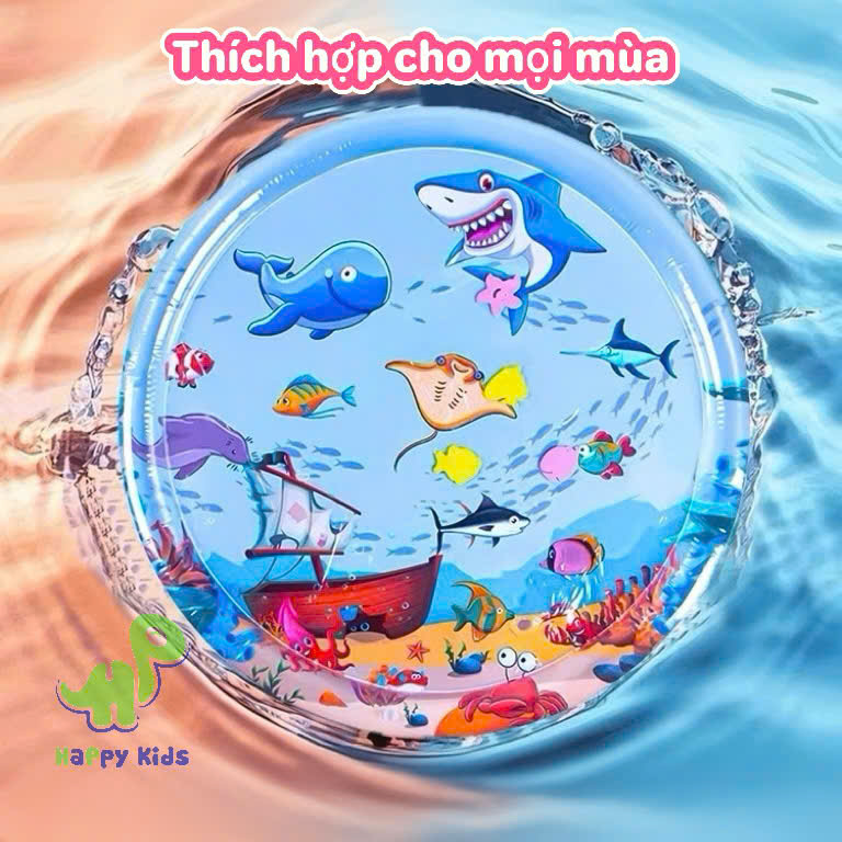 ( TẶNG KÈM ĐỒ BƠM) Đồ chơi thảm nước, nệm nước phao bơi hình cá, động vật biển cho bé không sợ ướt