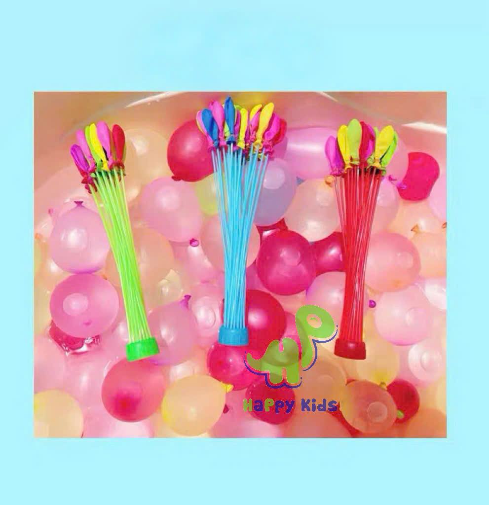 Bộ 111 quả bong bóng nước được lắp sẵn vào 3 chùm và có đầu nối với ống nước