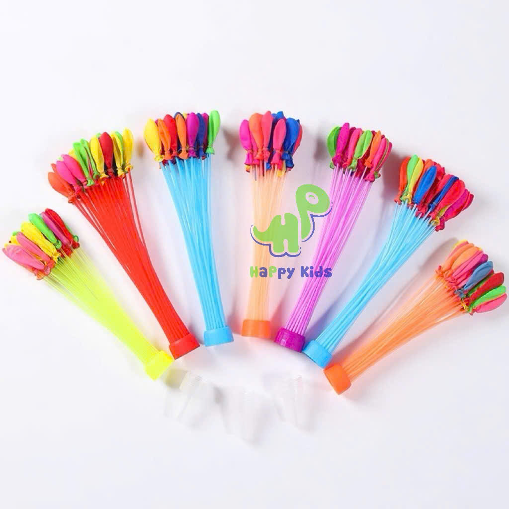 Bộ 111 quả bong bóng nước được lắp sẵn vào 3 chùm và có đầu nối với ống nước