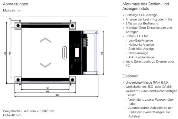 Bảng thông số kích thước của HKM RWA 8.1.0 E