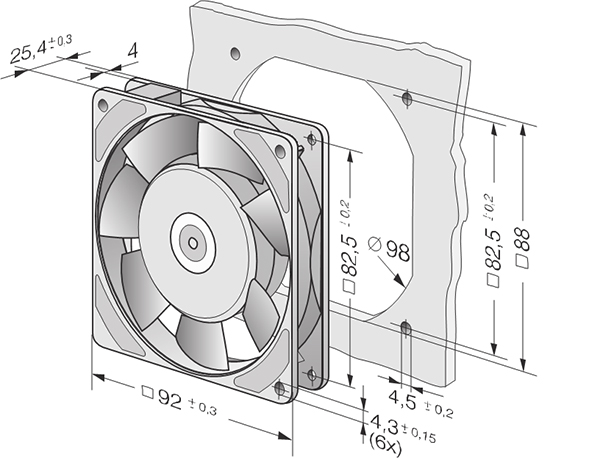 Bản vẽ kích thước của Ebm-papst 3956