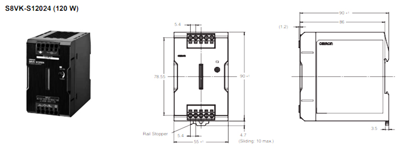 kích thước của S8VK-S12024 Omron